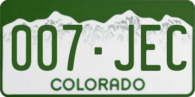 CO license plate 007JEC