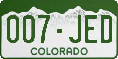 CO license plate 007JED