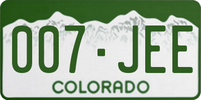 CO license plate 007JEE