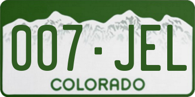 CO license plate 007JEL
