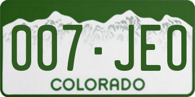 CO license plate 007JEO