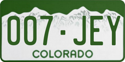 CO license plate 007JEY