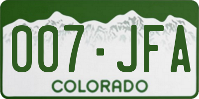 CO license plate 007JFA