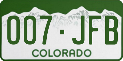 CO license plate 007JFB