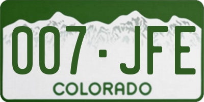CO license plate 007JFE