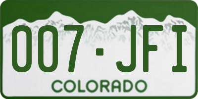 CO license plate 007JFI