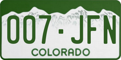 CO license plate 007JFN