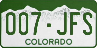 CO license plate 007JFS