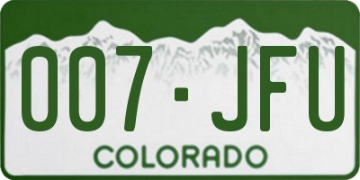 CO license plate 007JFU