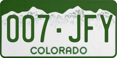 CO license plate 007JFY