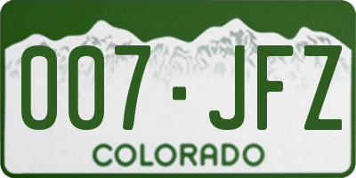 CO license plate 007JFZ
