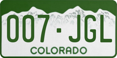 CO license plate 007JGL