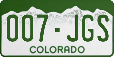 CO license plate 007JGS