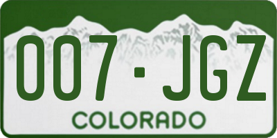 CO license plate 007JGZ
