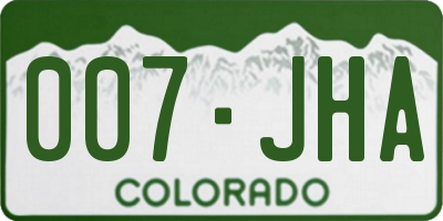 CO license plate 007JHA