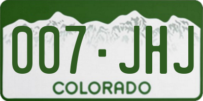 CO license plate 007JHJ