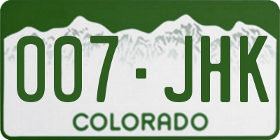 CO license plate 007JHK