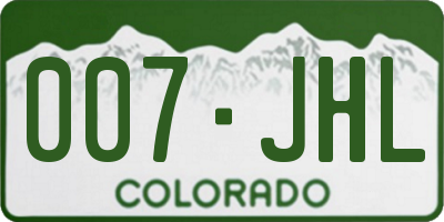 CO license plate 007JHL