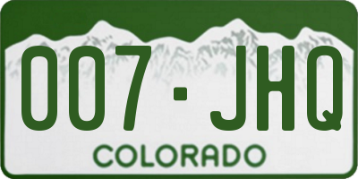 CO license plate 007JHQ