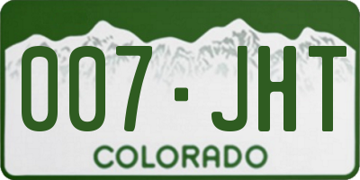 CO license plate 007JHT