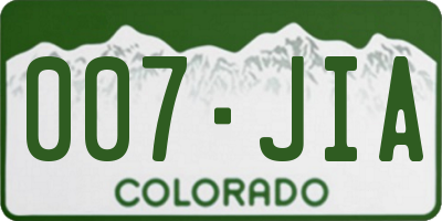 CO license plate 007JIA