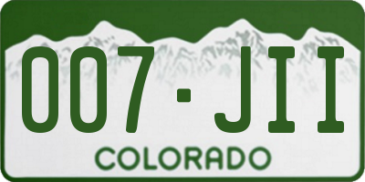 CO license plate 007JII