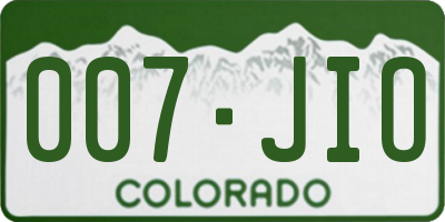 CO license plate 007JIO