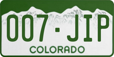 CO license plate 007JIP