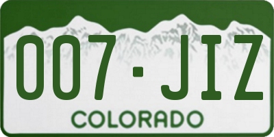 CO license plate 007JIZ