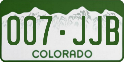 CO license plate 007JJB