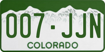 CO license plate 007JJN