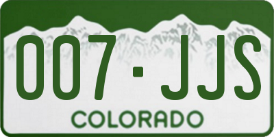 CO license plate 007JJS