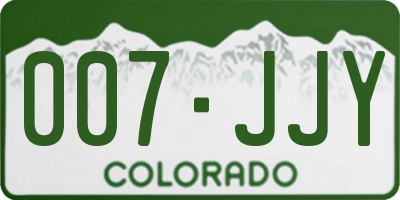 CO license plate 007JJY