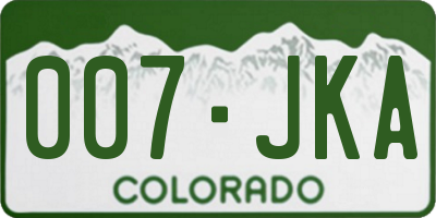 CO license plate 007JKA