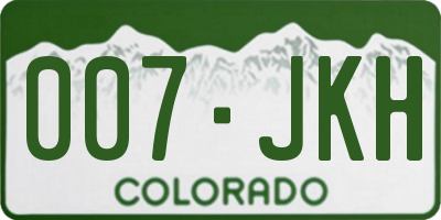 CO license plate 007JKH