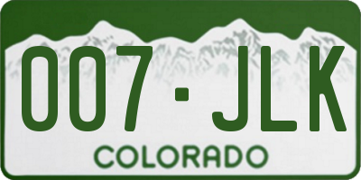 CO license plate 007JLK