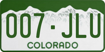 CO license plate 007JLU