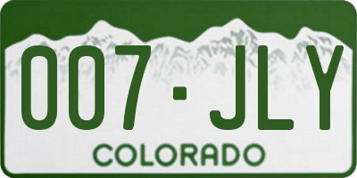 CO license plate 007JLY