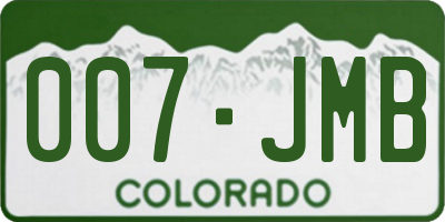 CO license plate 007JMB