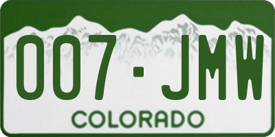 CO license plate 007JMW