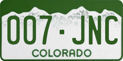 CO license plate 007JNC