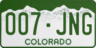 CO license plate 007JNG
