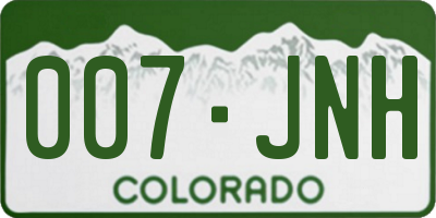 CO license plate 007JNH