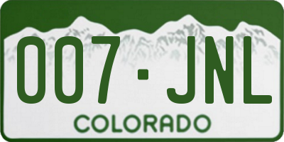 CO license plate 007JNL