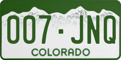 CO license plate 007JNQ