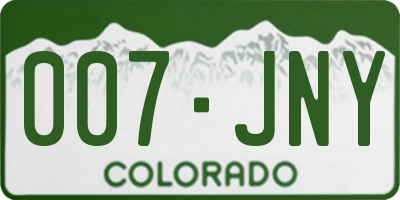 CO license plate 007JNY