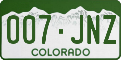 CO license plate 007JNZ