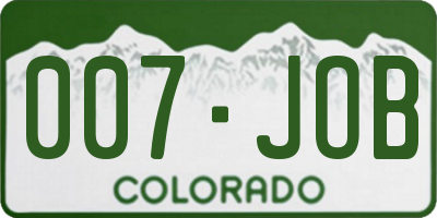 CO license plate 007JOB