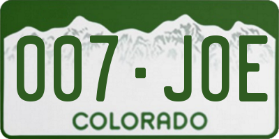 CO license plate 007JOE