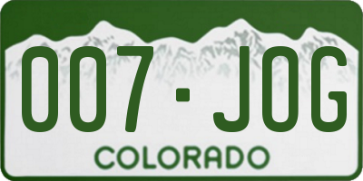 CO license plate 007JOG